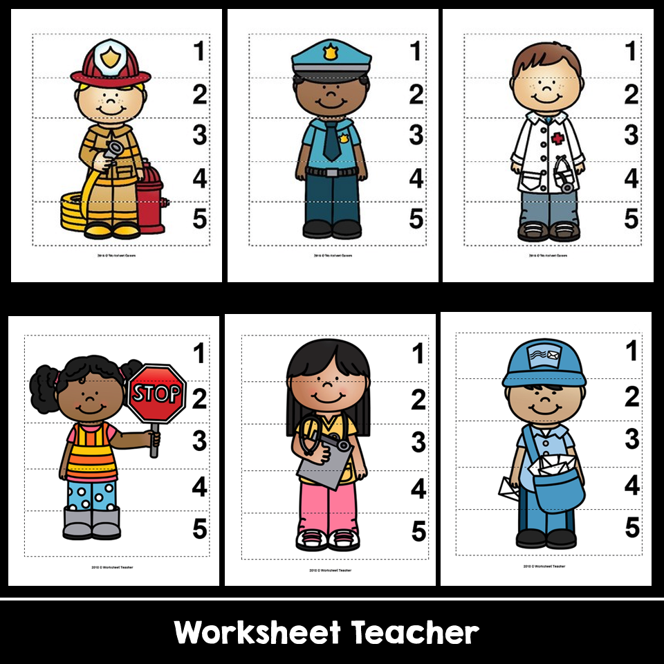 10 Community Helpers Number Sequence Puzzles Classful