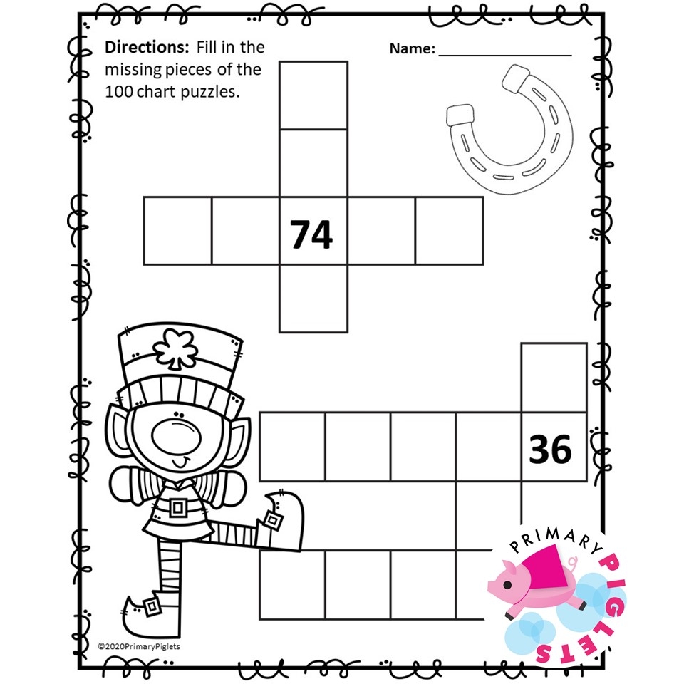 100S Charts Worksheets Puzzles St Patrick s Day