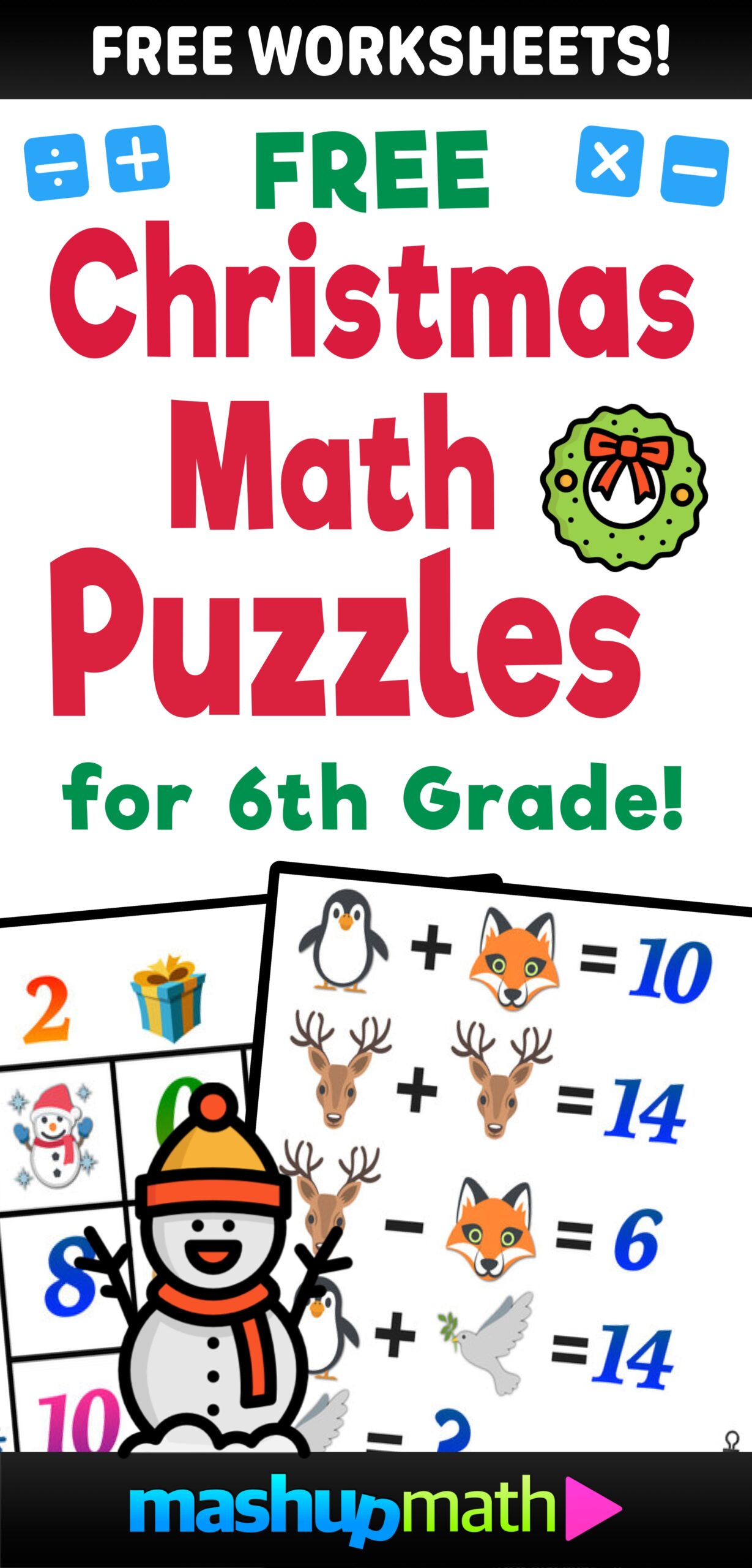 12 Days Of Holiday Math Puzzles Printable K 8 Worksheets Mashup Math