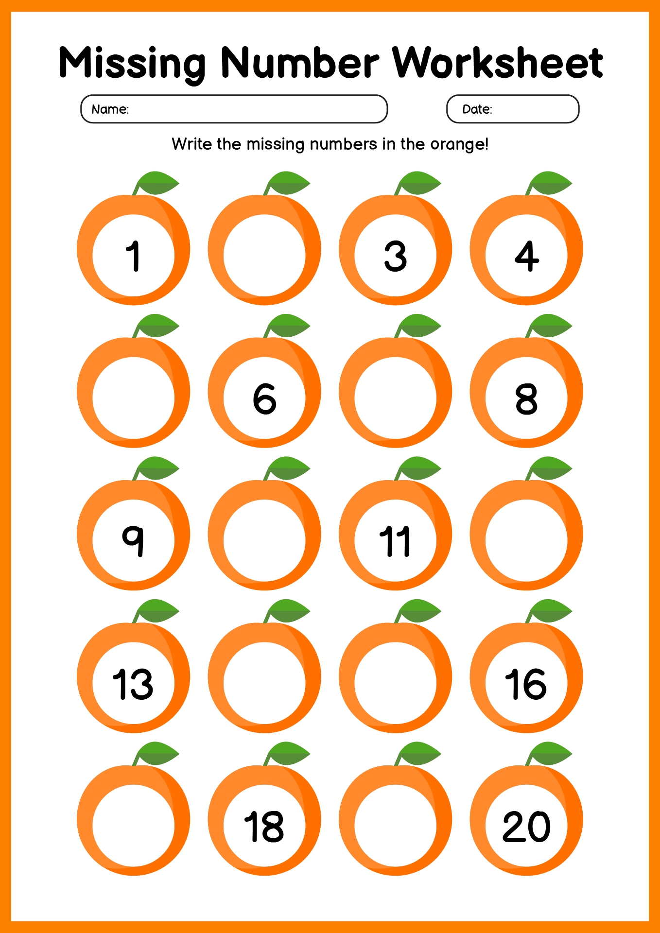 Find Missing Numbers Puzzle Worksheets Preschool