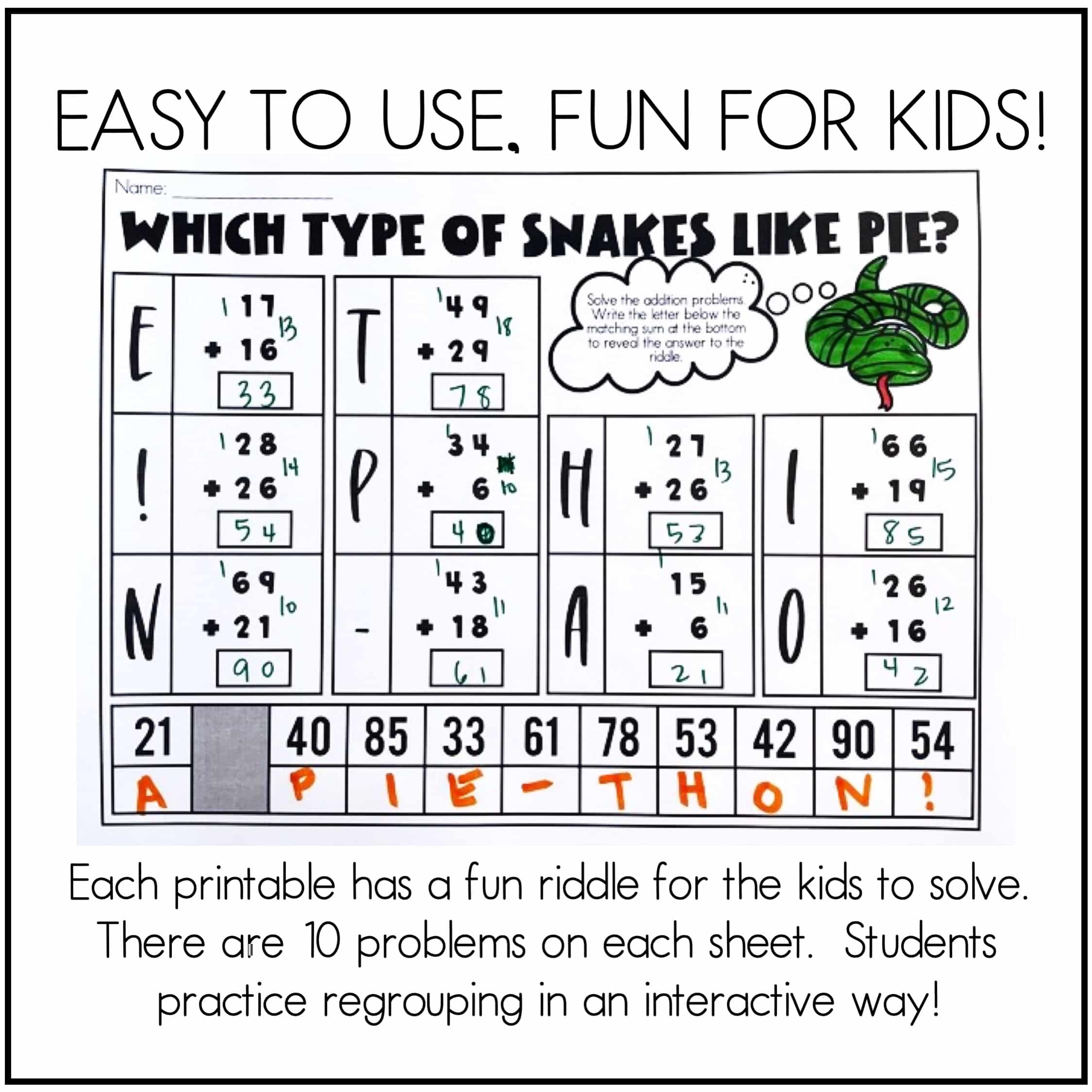 2 Digit Addition With Regrouping Riddles Amy Lemons