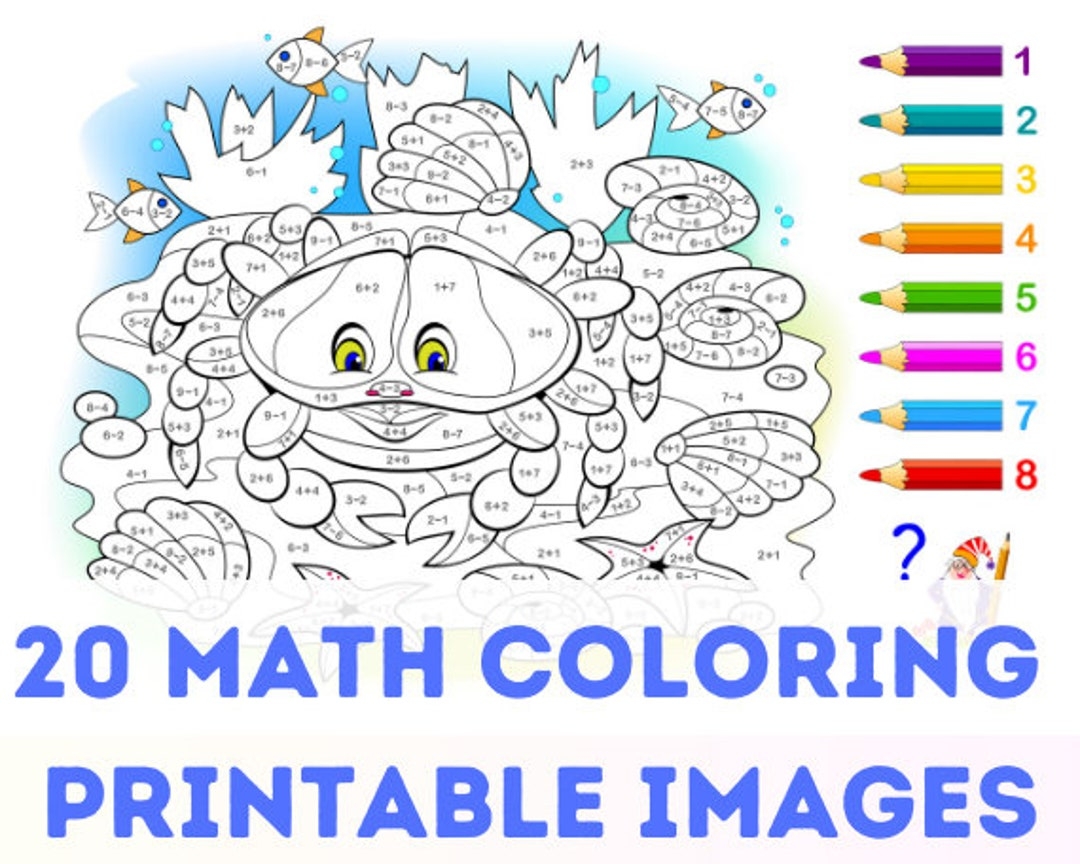 20 Math Coloring Printable Pictures Coloring Pages Kid Math Game Instant Download Educational Resources Mathematics Activities Etsy