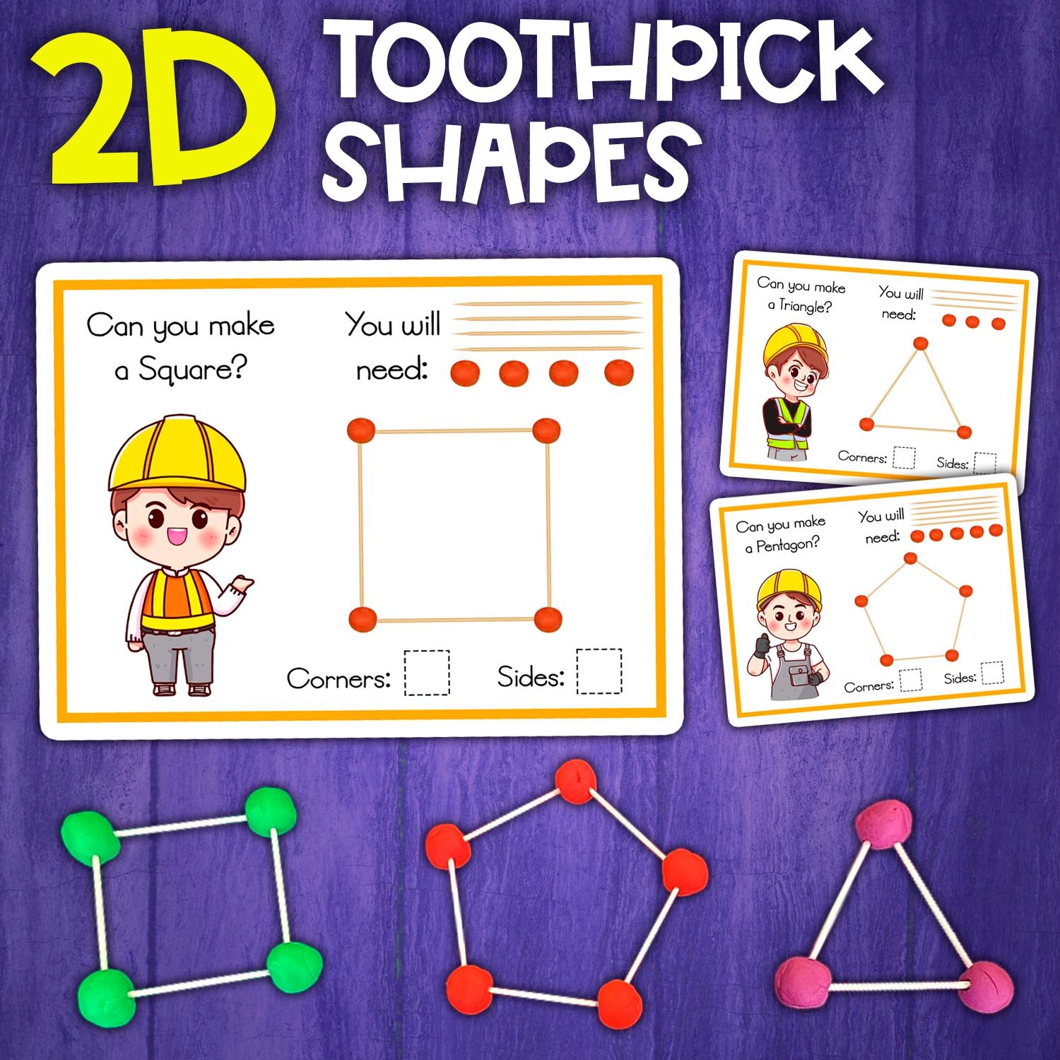 2D Shapes Toothpick And Play Dough Activity For Preschoolers 