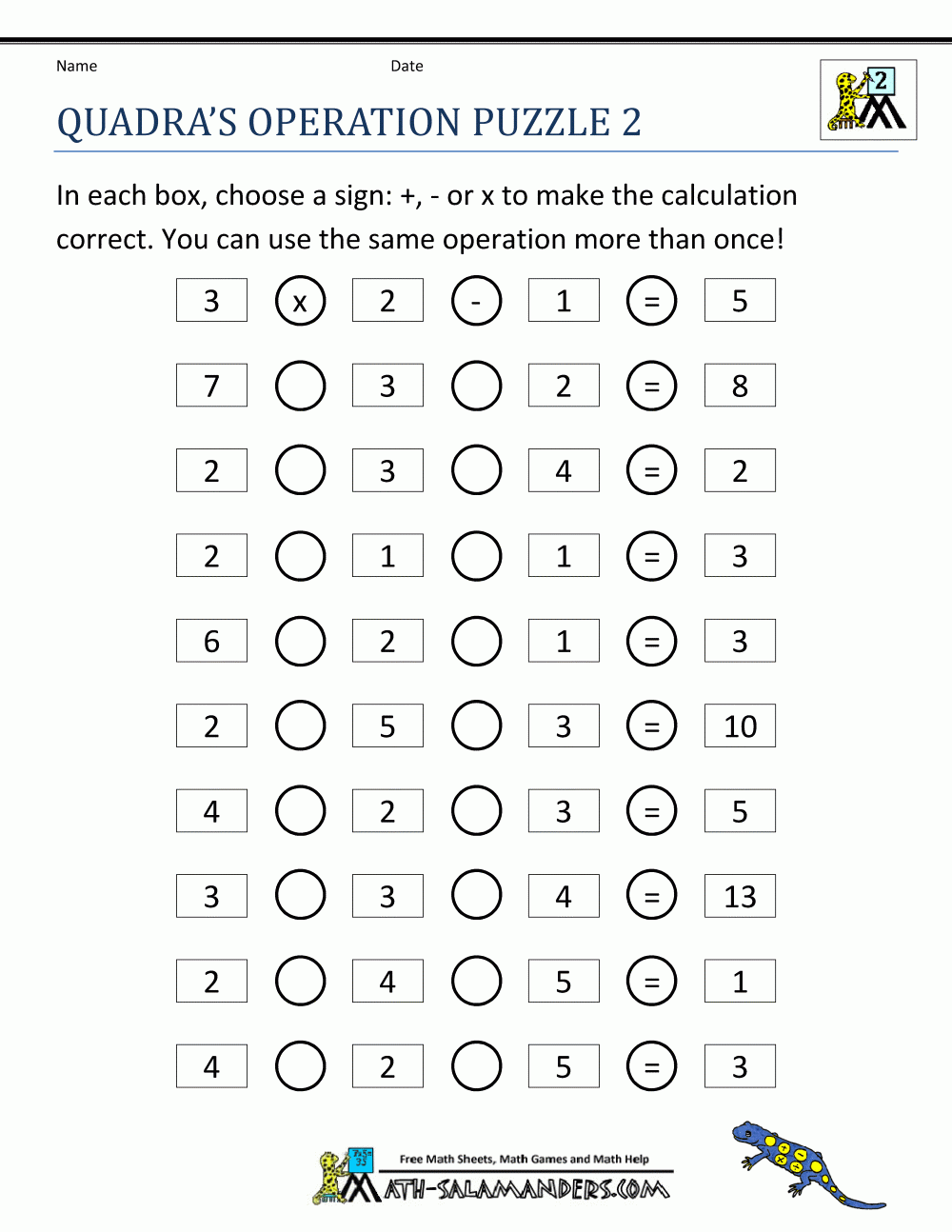 2nd Grade Math Puzzles Worksheets Library