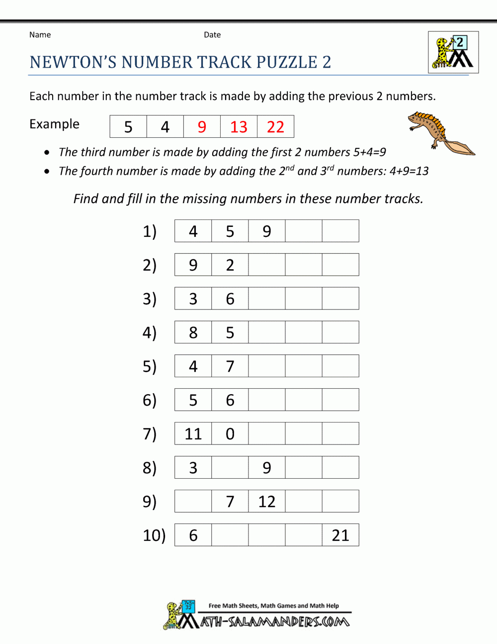 2nd Grade Math Puzzles Worksheets Library