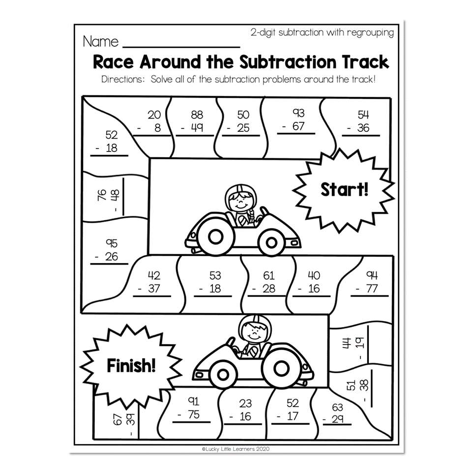 2nd Grade Math Worksheets 2 Digit Subtraction With Regrouping 