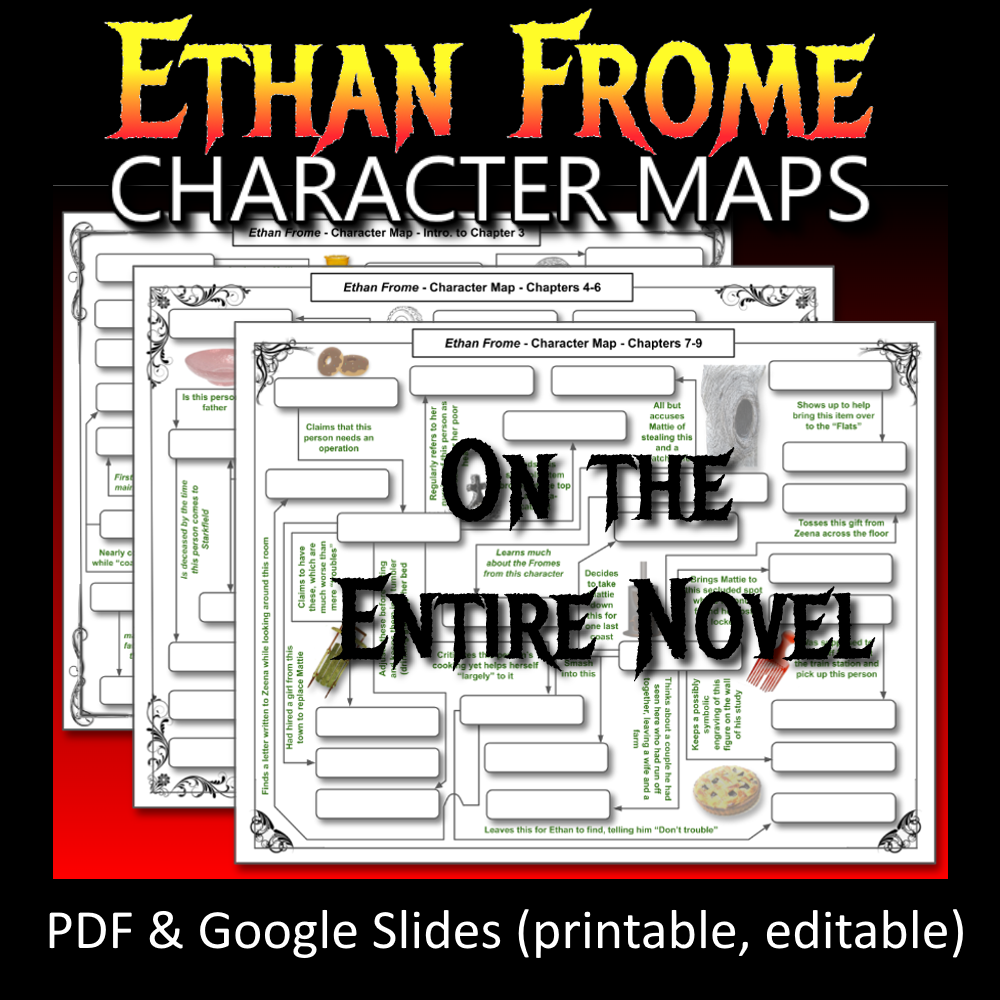 3 Character Maps On ETHAN FROME Worksheets Quiz Test Review NO PREP PDF