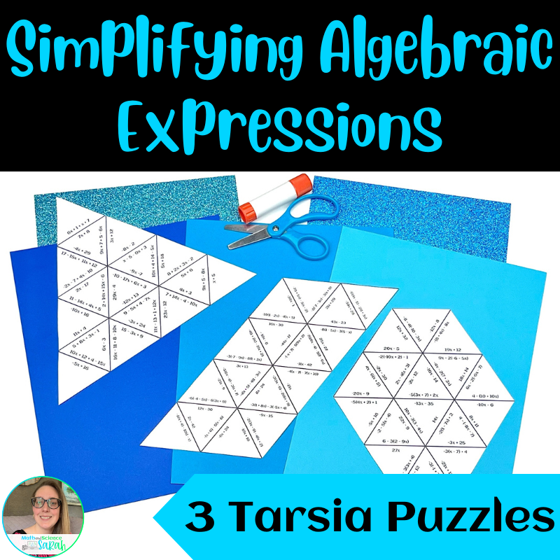 3 Simplifying Algebraic Expressions Tarsia Puzzle Printable Cut U0026 Paste Activities Math And Science Sarah