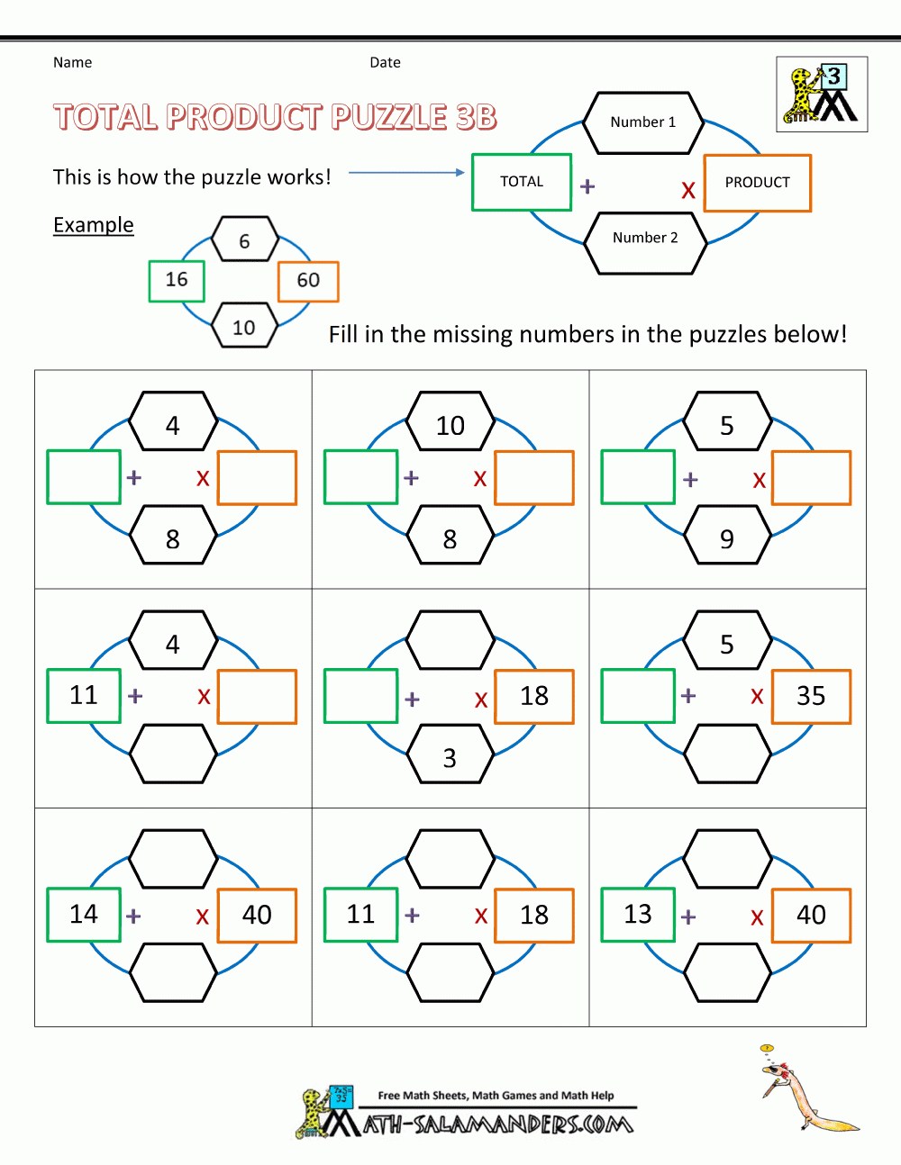 3rd Grade Math Puzzles Worksheets
