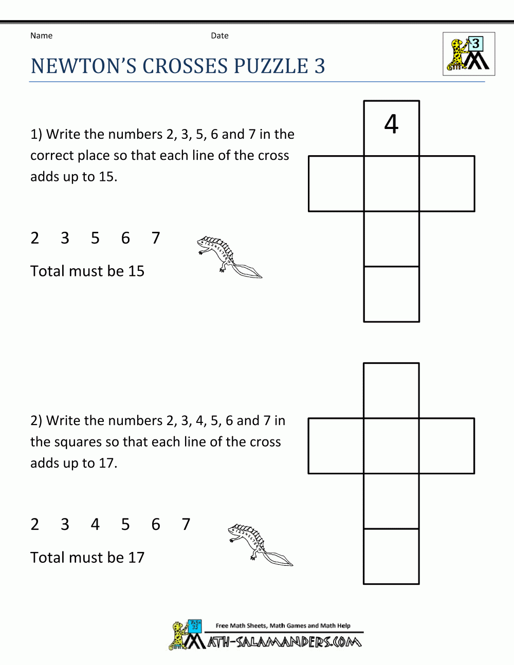 Maths Puzzles Worksheets Year 3