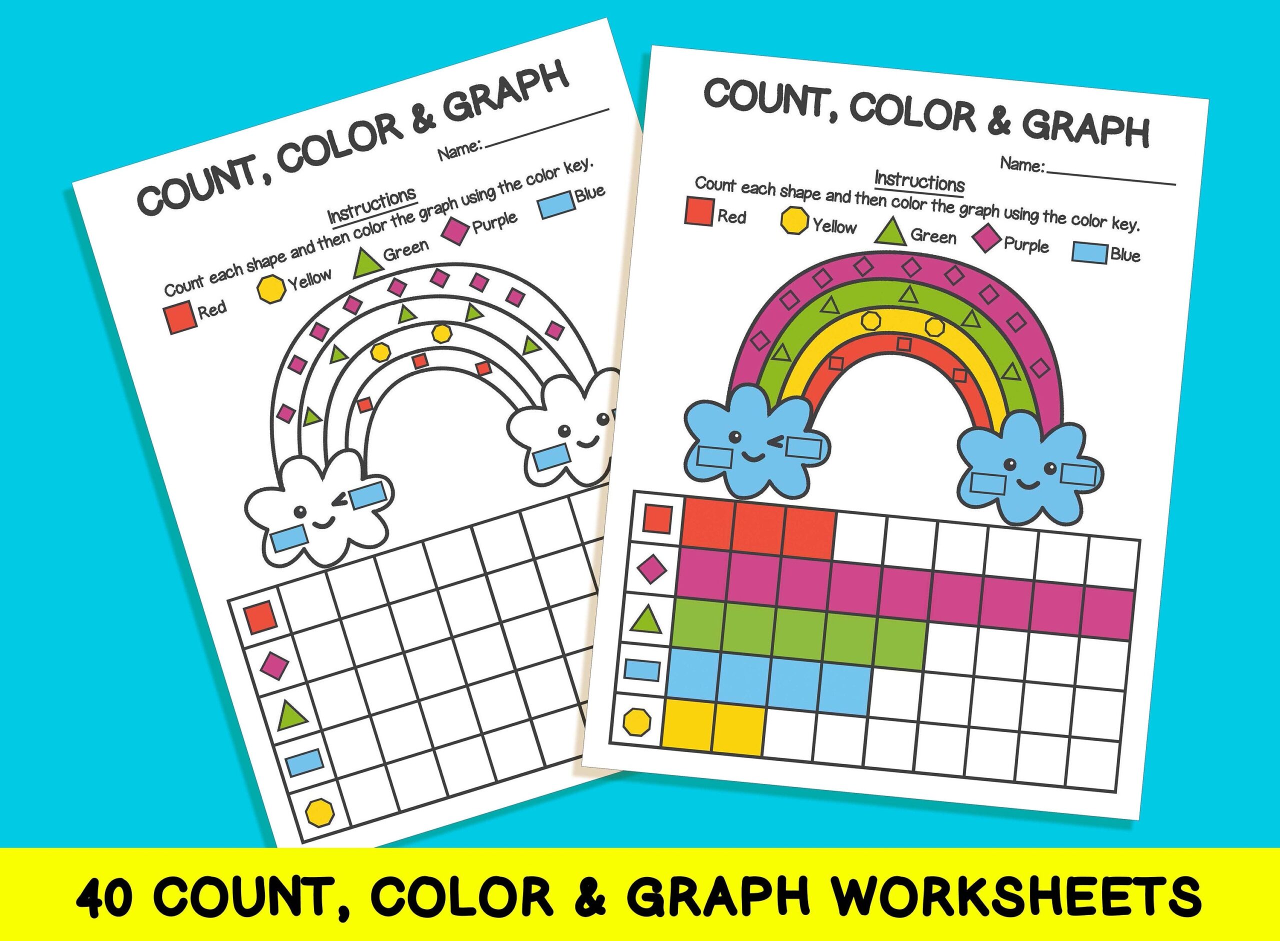 40 Count Color U0026 Graph Worksheets Count And Graph Shapes 