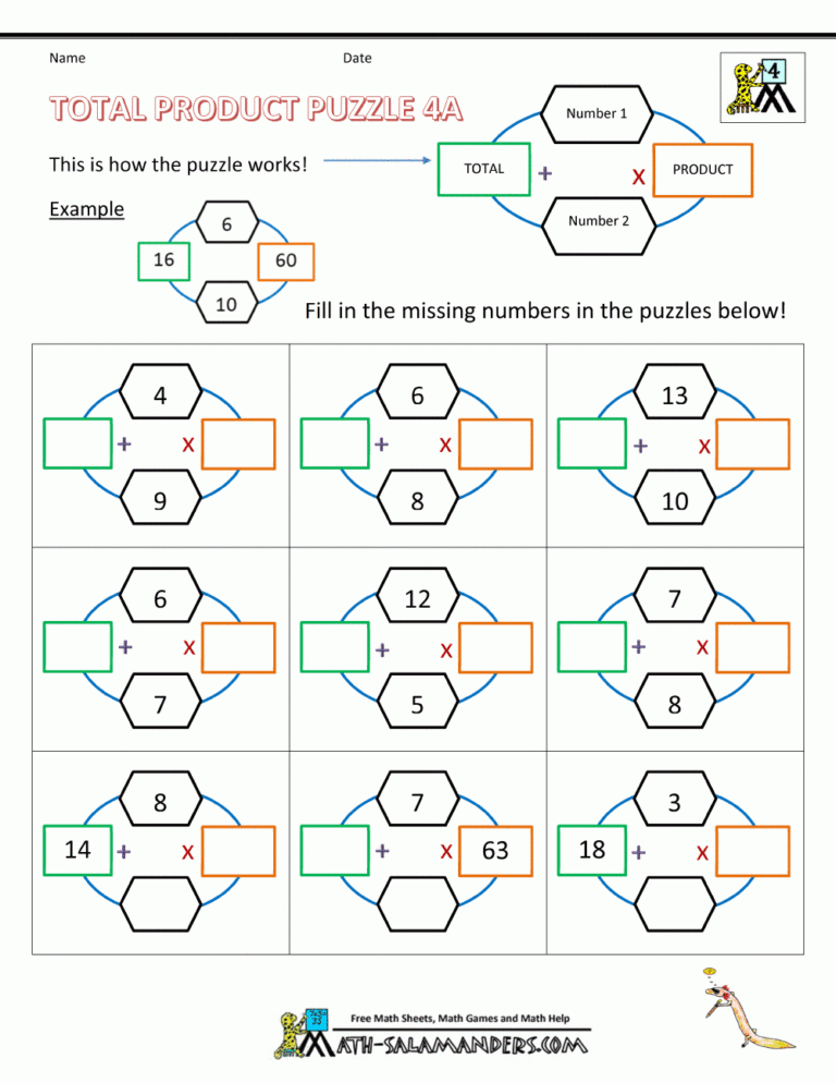 4th Grade Math Puzzles