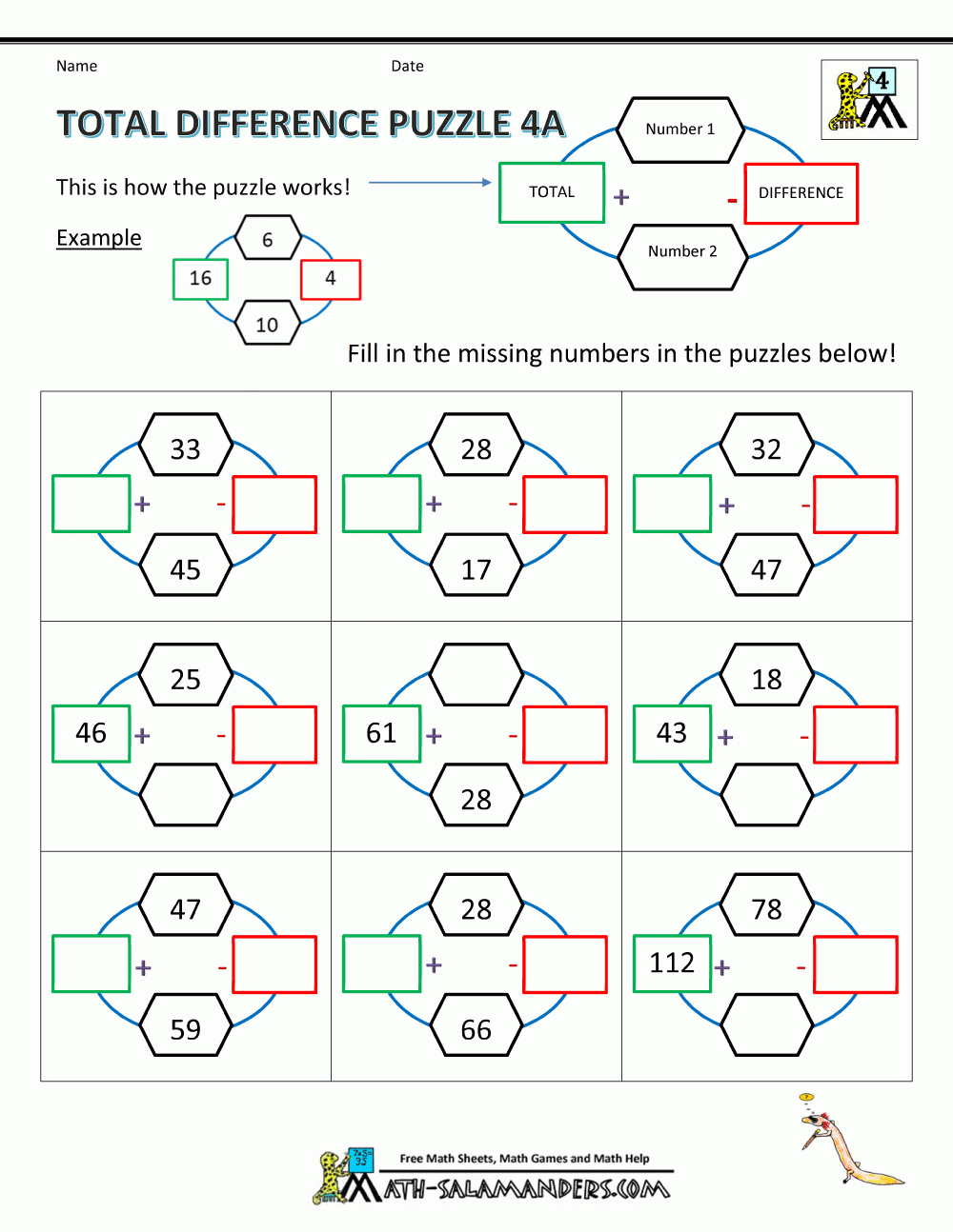 Math Puzzle Picture Worksheets