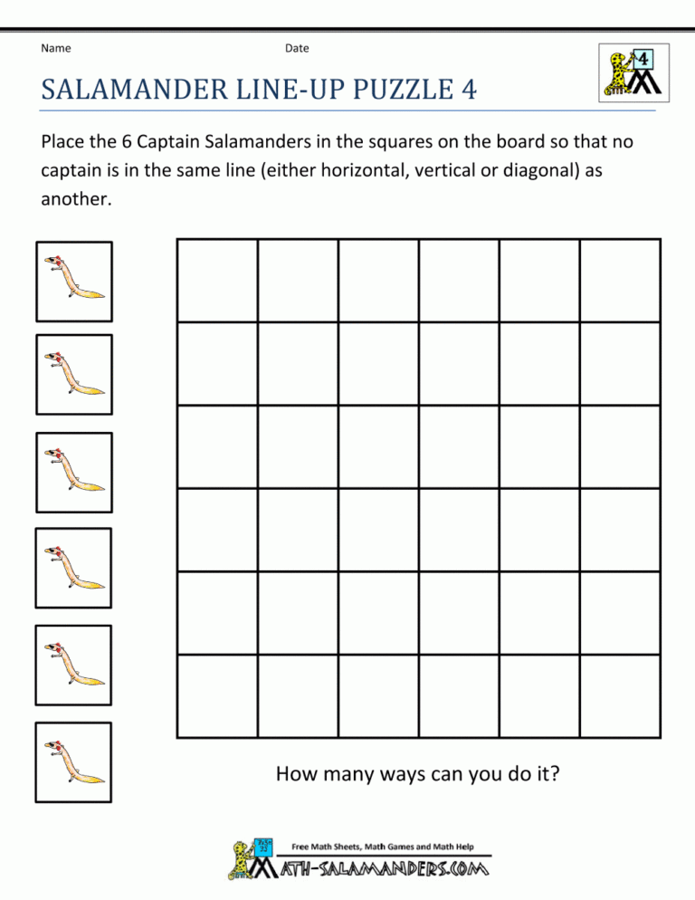 4th Grade Math Puzzles Worksheets Library
