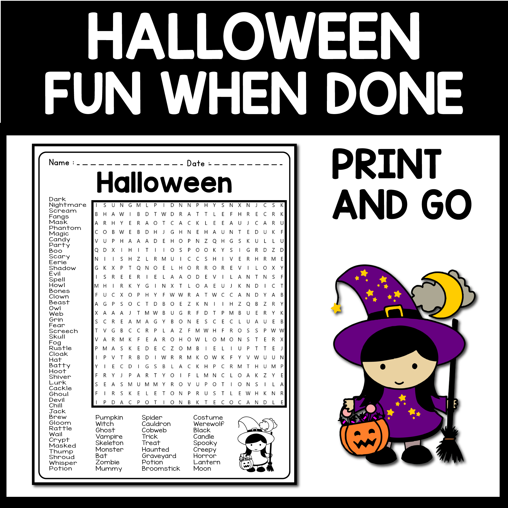 4th To 7th Grade Halloween Word Search Puzzle Worksheet Activity Made By Teachers