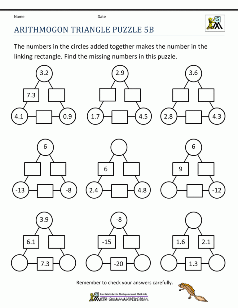 5th Grade Math Puzzles