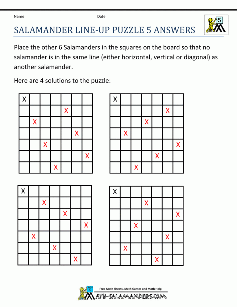 5th Grade Math Puzzles Worksheets Library