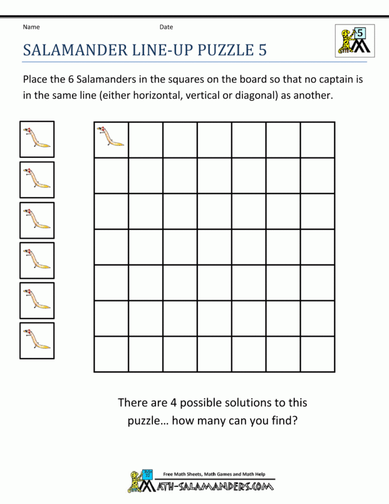 5th Grade Math Puzzles Worksheets Library