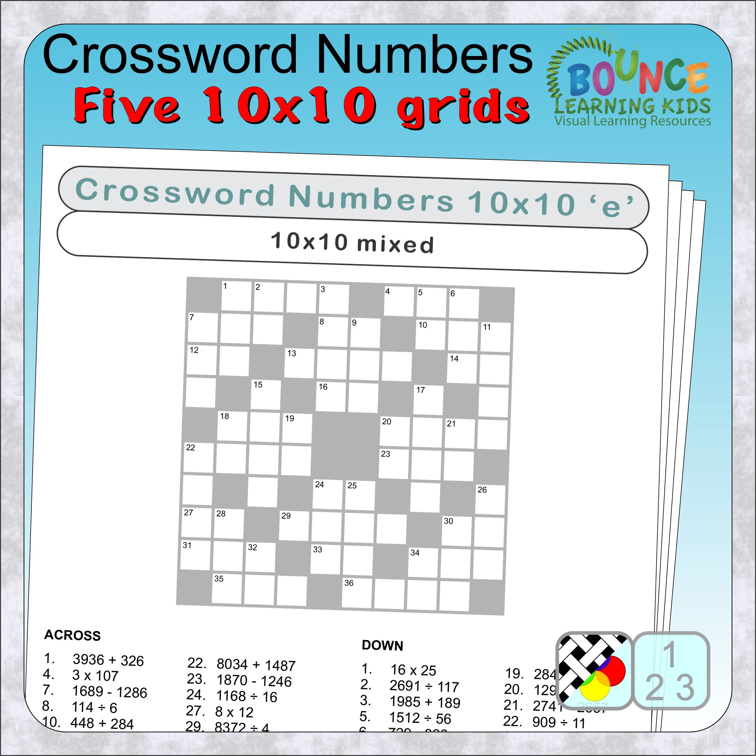 Number Crossword Puzzle Worksheets