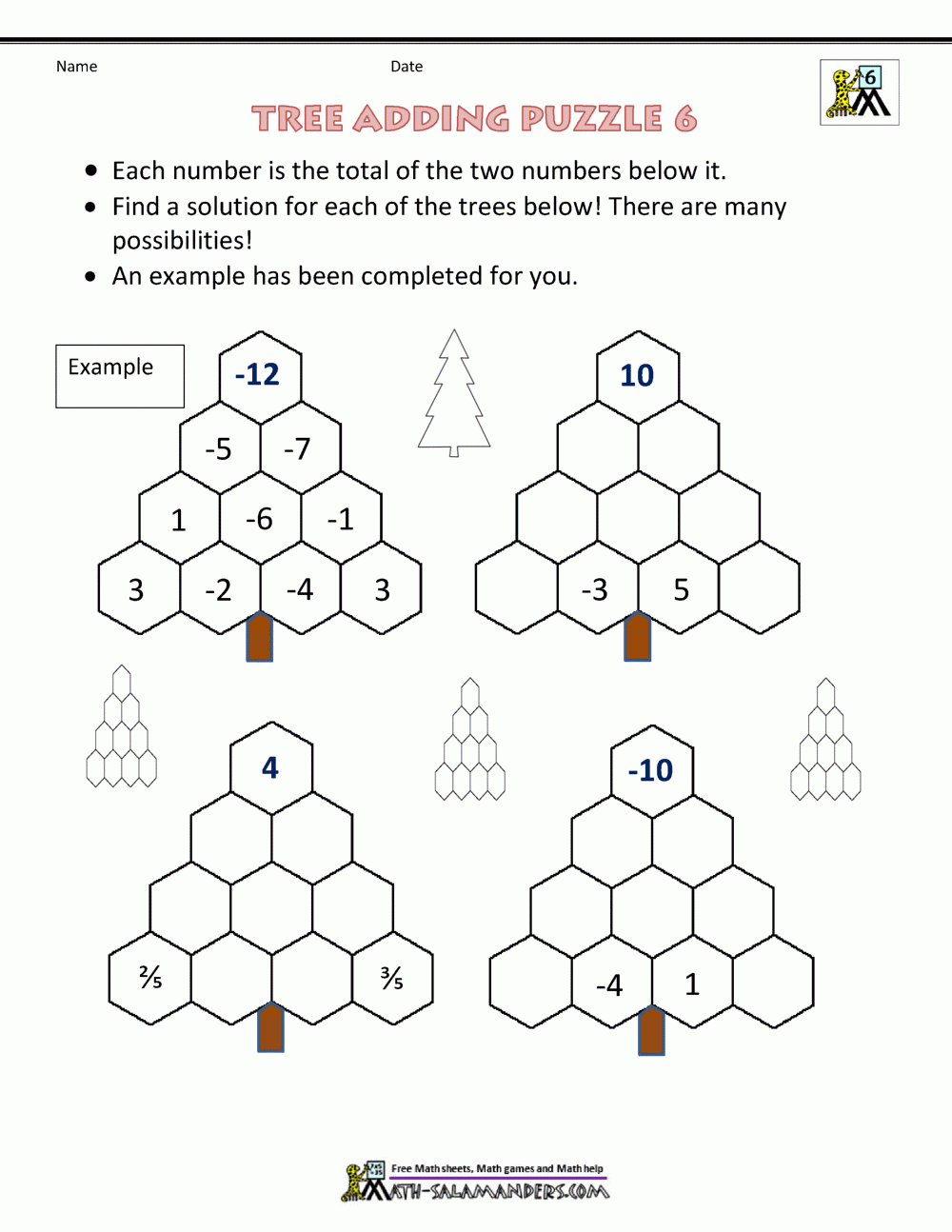 6th Grade Math Puzzles