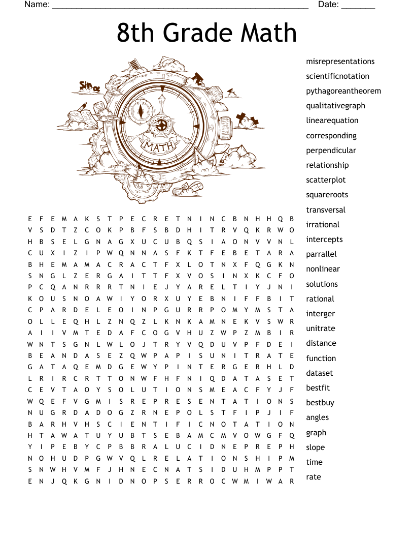 Math Word Search Puzzles Worksheets