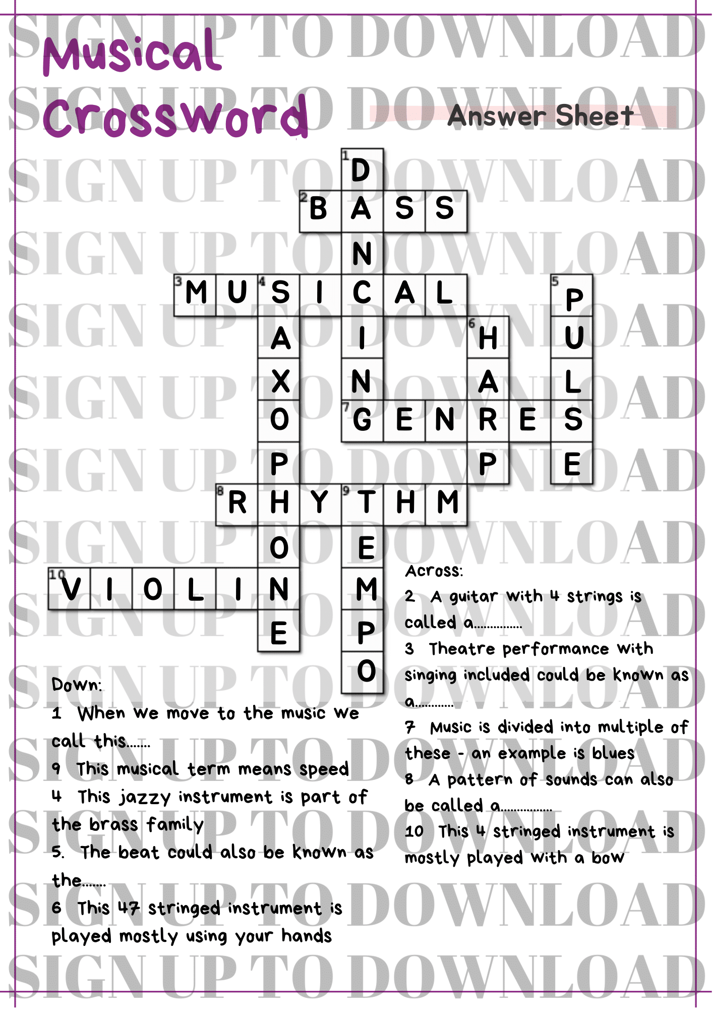 A Selection Of Musical Crosswords Schools Music Market