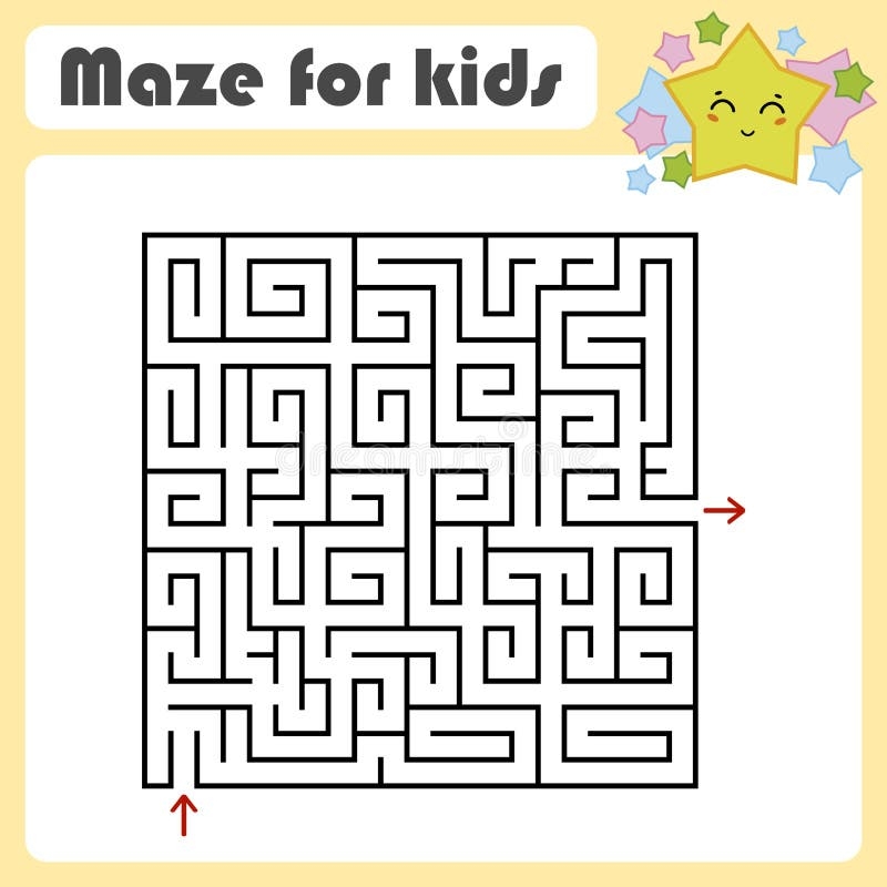 Abstract Square Maze Kids Worksheets Activity Page Game Puzzle For Children Cute Cartoon Star Labyrinth Conundrum Stock Vector Illustration Of Line Conundrum 131122340