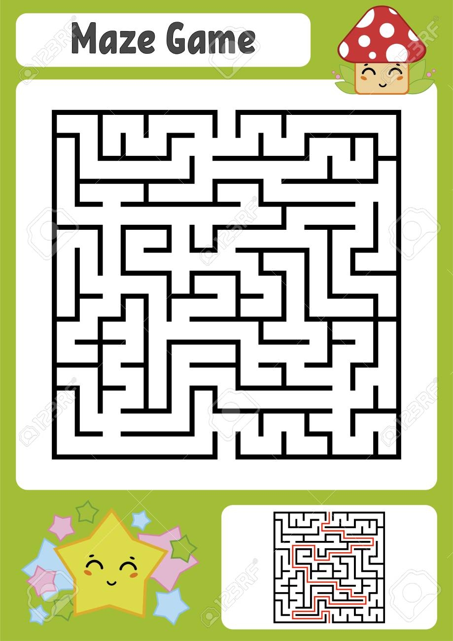 Abstract Square Maze Kids Worksheets Game Puzzle For Children 