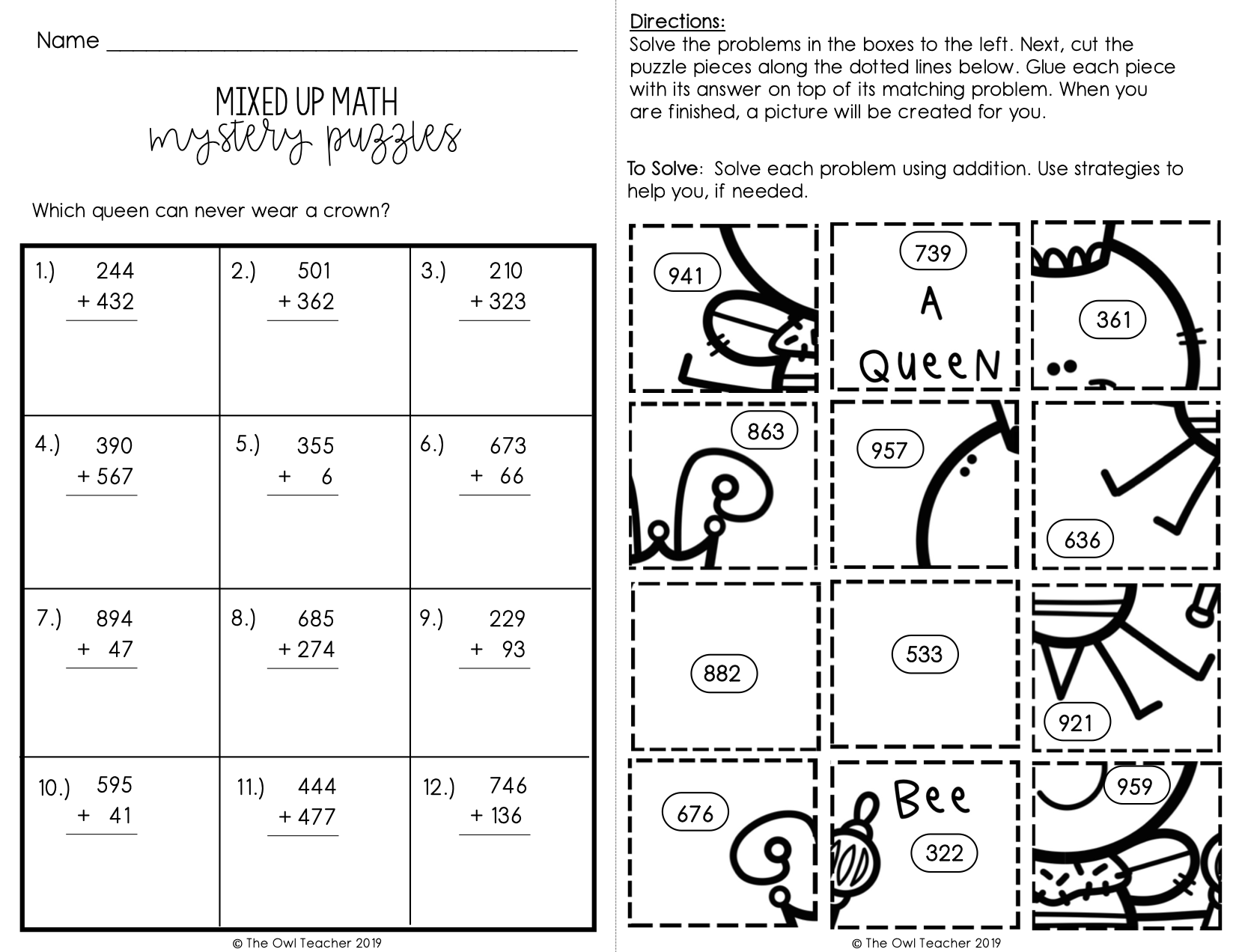 Add U0026 Subtract Within 1000 Mixed Up Puzzles Printable U0026 Digital 