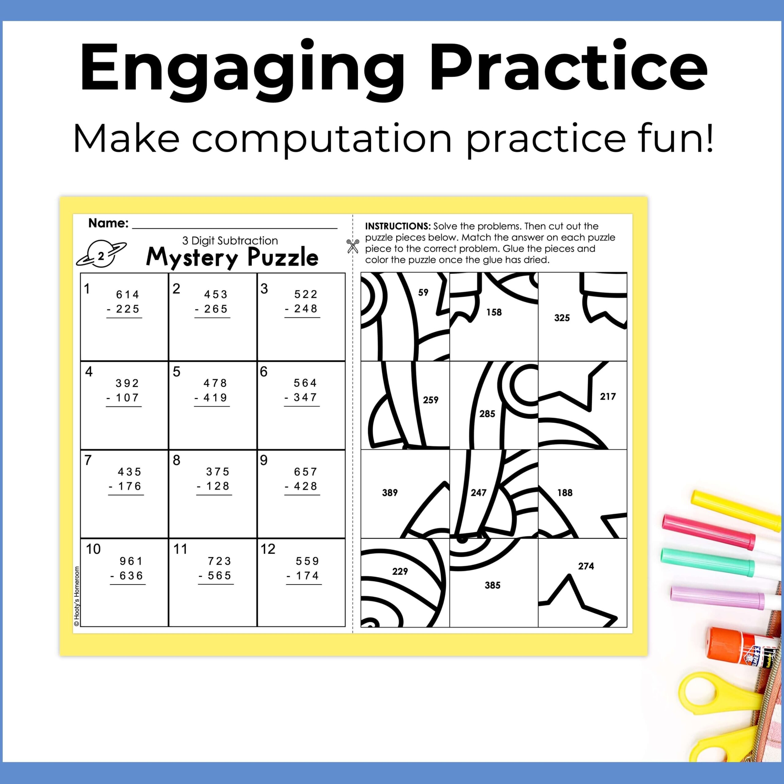 Adding And Subtracting 3 Digit Numbers Math Mystery Puzzles 