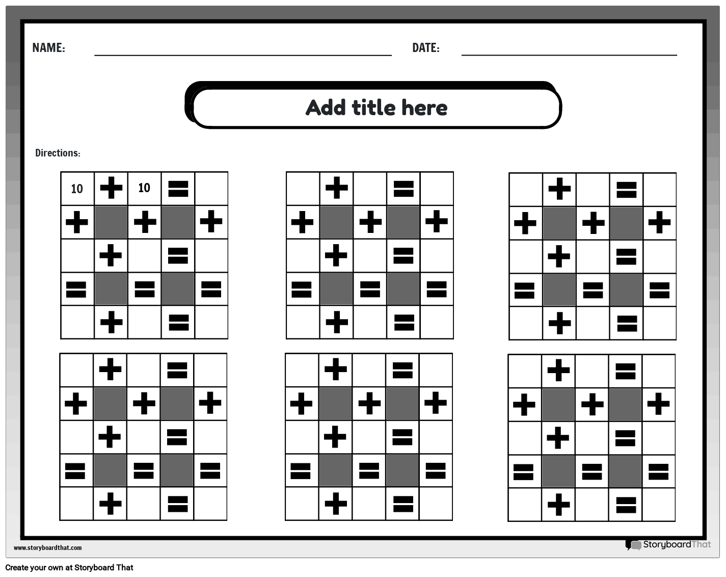 Addition Math Puzzle Worksheet Storyboard By Templates