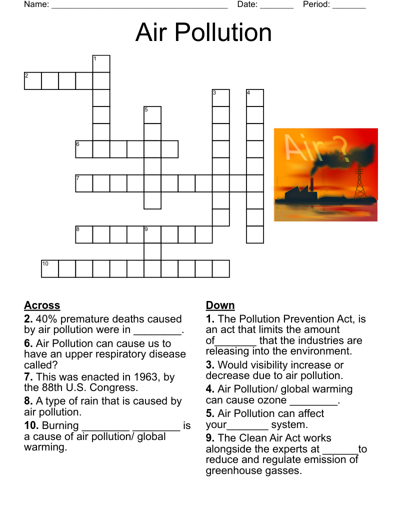 Air Pollution Crossword WordMint