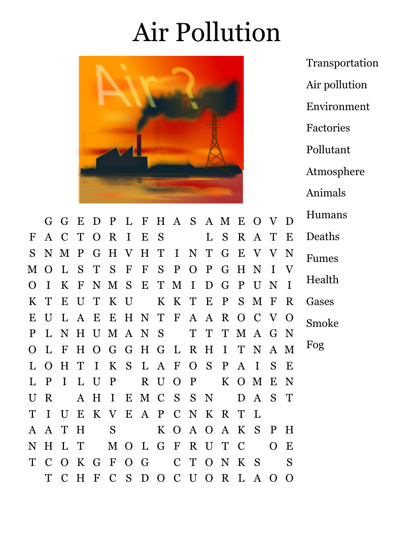 AIR POLLUTION Crossword WordMint