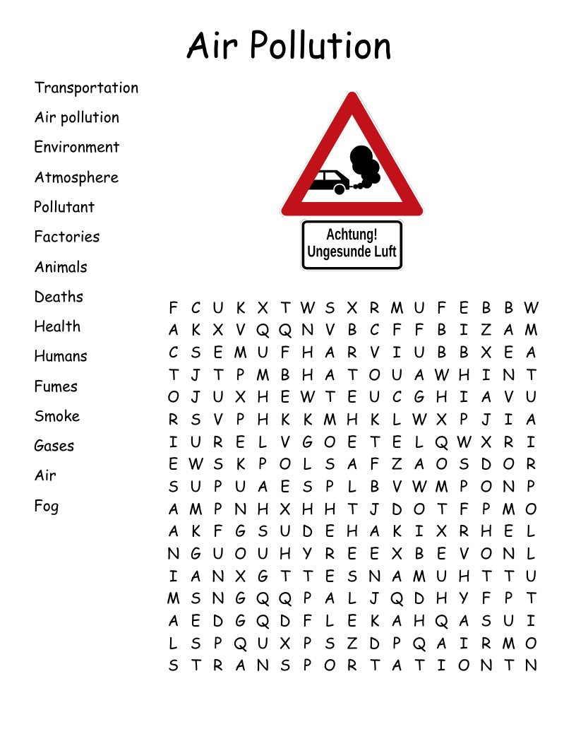 AIR POLLUTION Crossword WordMint
