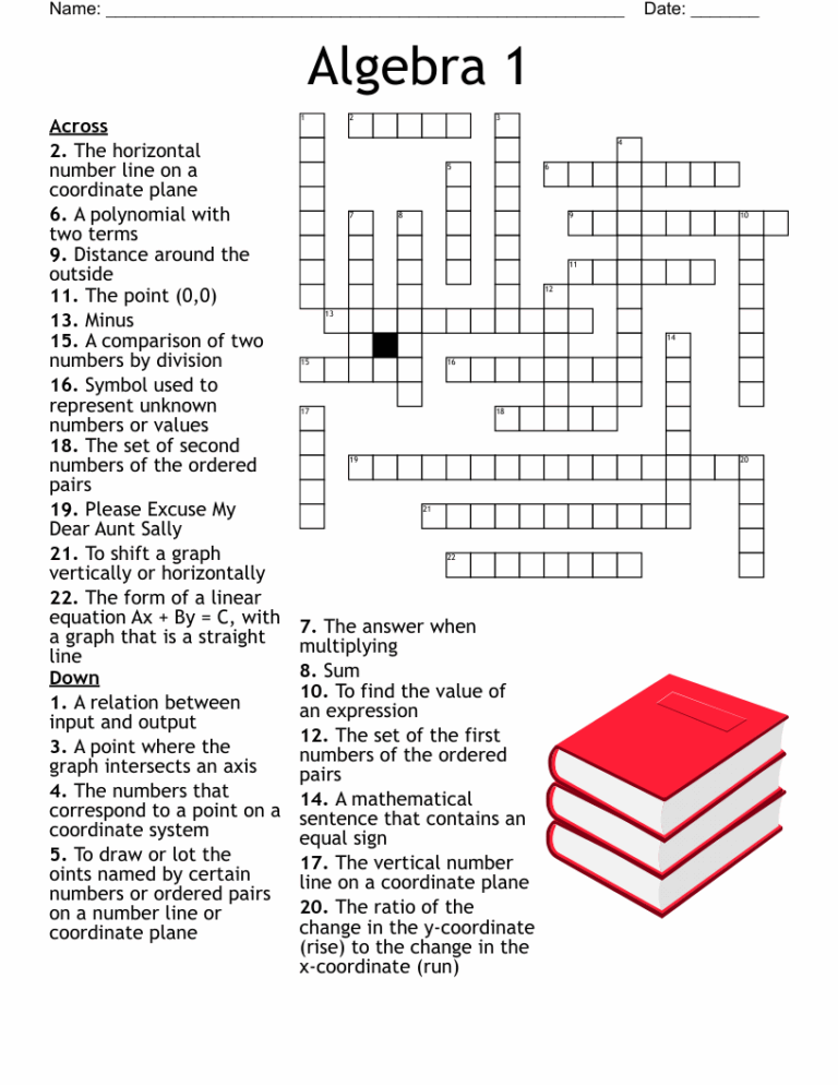 Algebra 1 Crossword WordMint