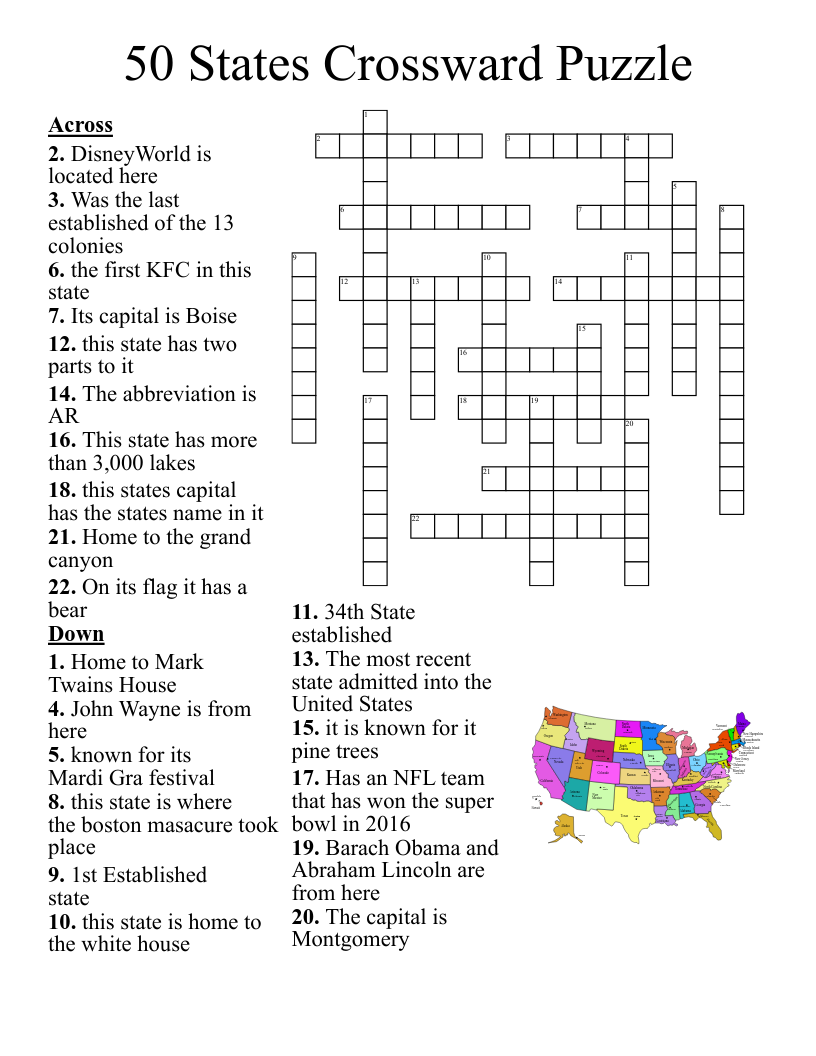 All About Maine Crossword WordMint