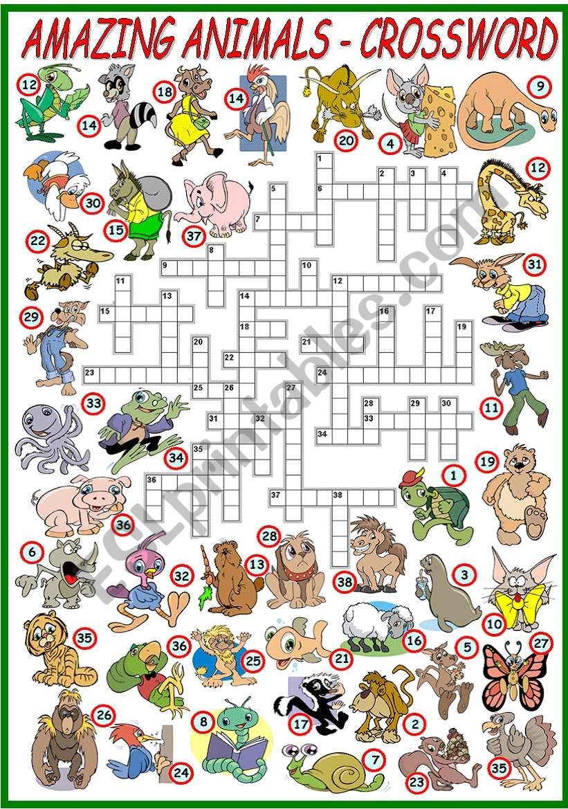 Animal Crossword Puzzles Worksheets