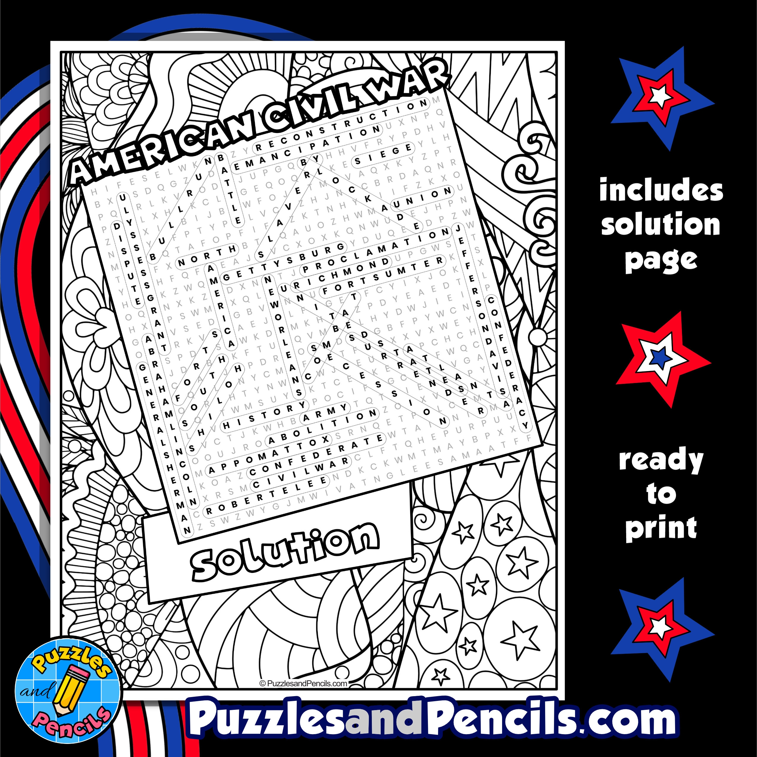 Civil War Puzzle Worksheets