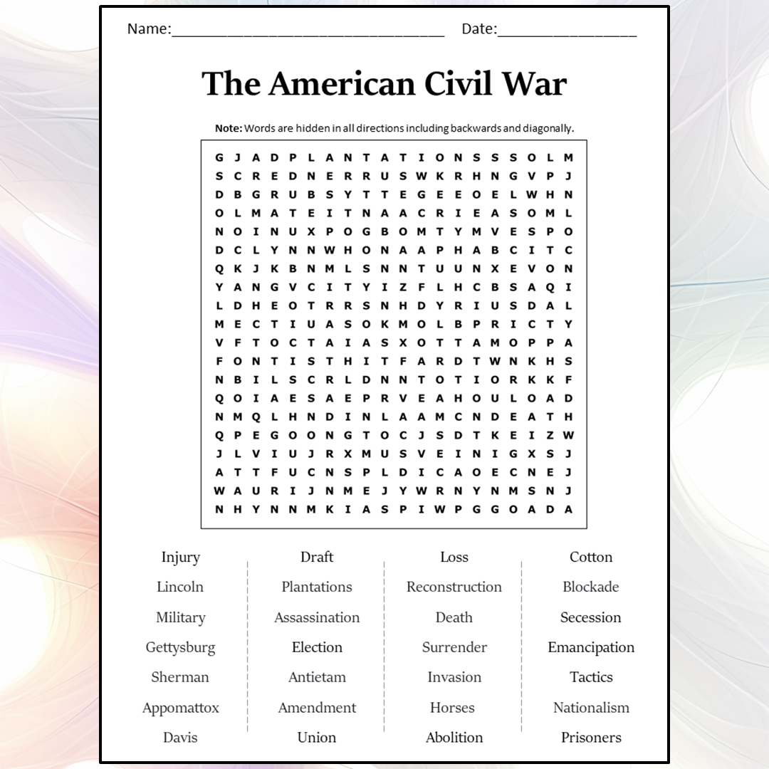 American Civil War Worksheets Worksheets Library