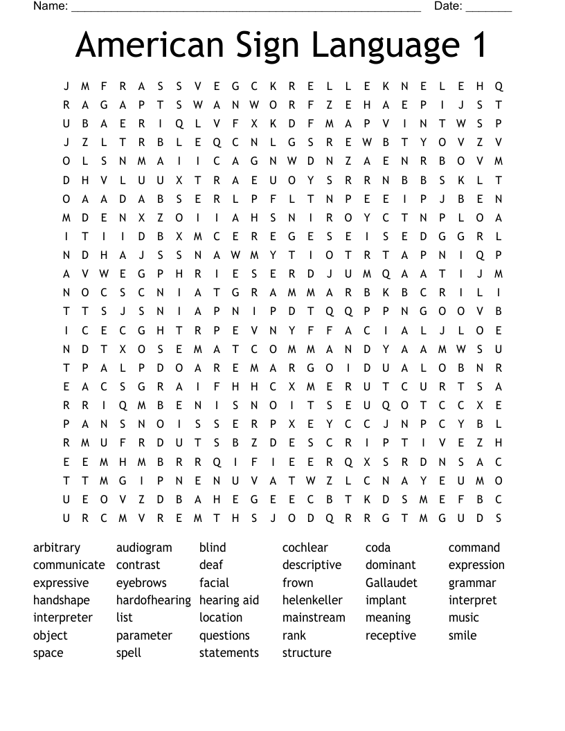 Sign Language Puzzles Worksheets