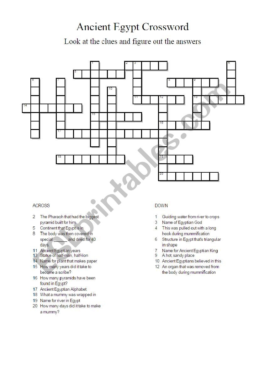 Ancient Egypt Puzzles Worksheets