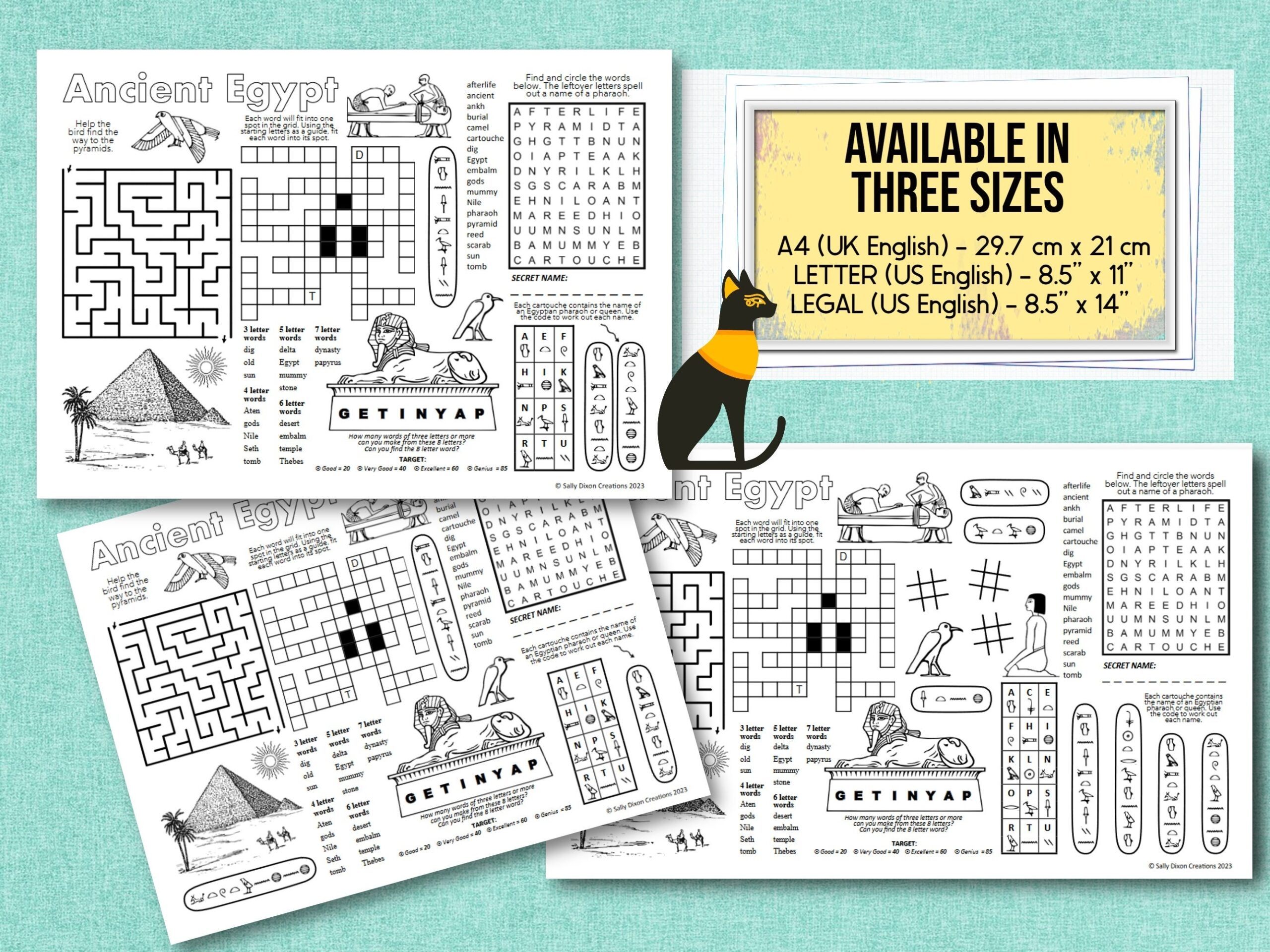 ANCIENT EGYPT Printable Puzzle Place Mat Crossword Puzzles Egyptian History Activity Sheet PDF Digital Download School Resource Etsy