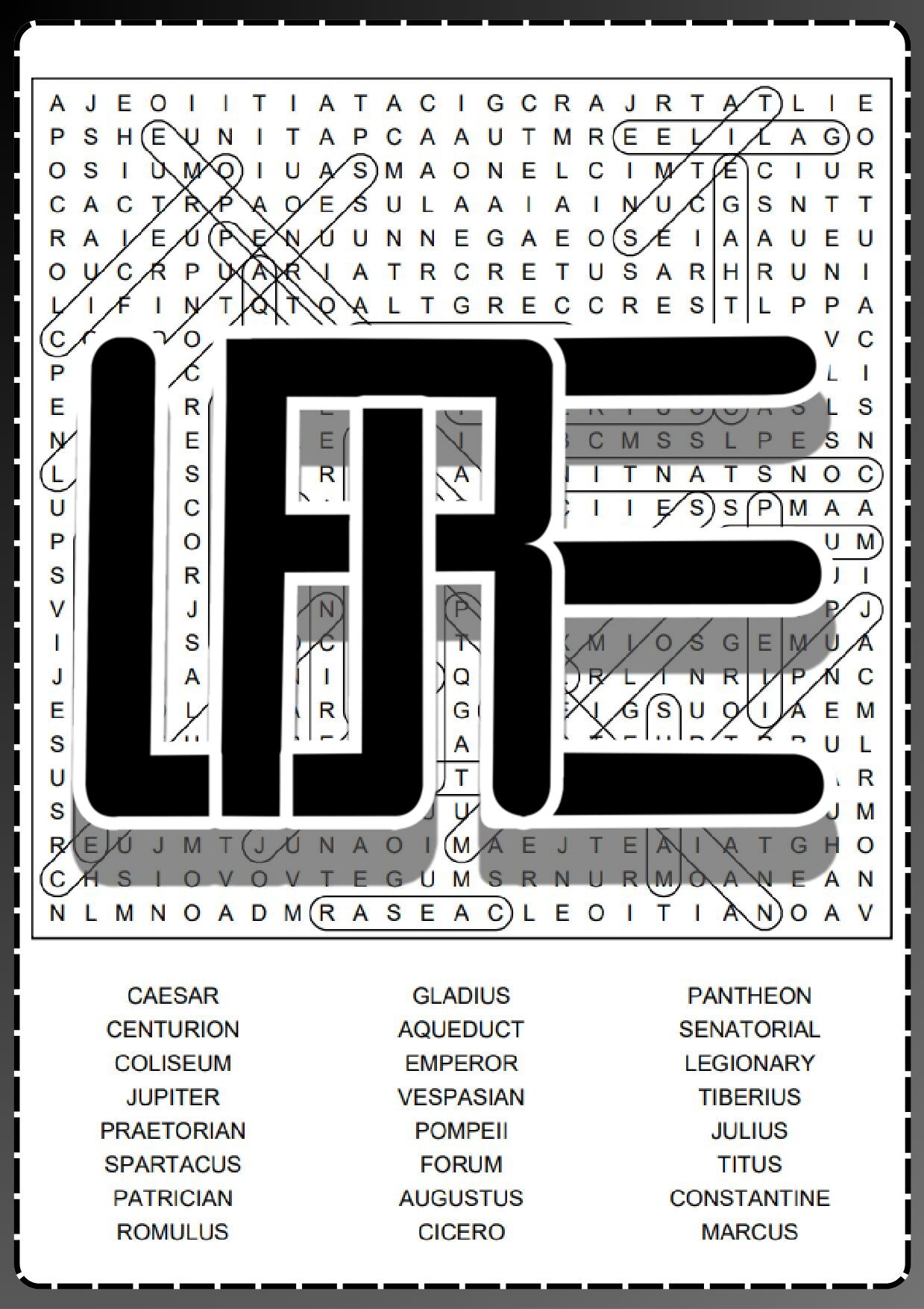Ancient Rome Puzzle Worksheets