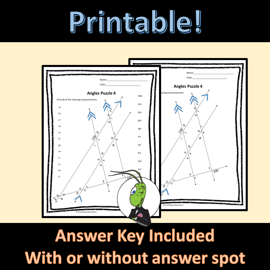 Angle Relationships Activity To Find Missing Angles In Puzzle Geometry