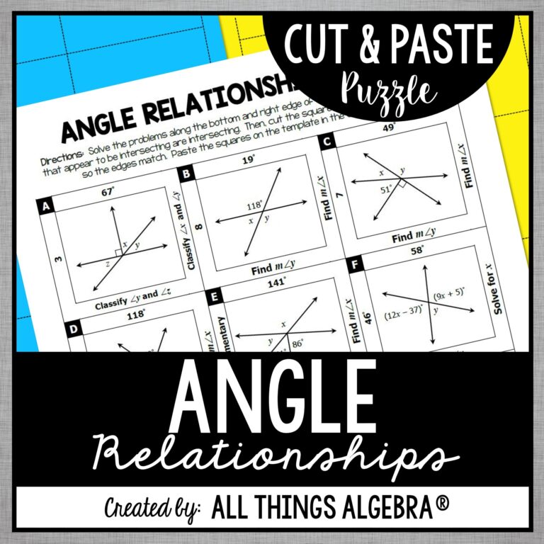 Angle Relationships Cut U0026 Paste Puzzle