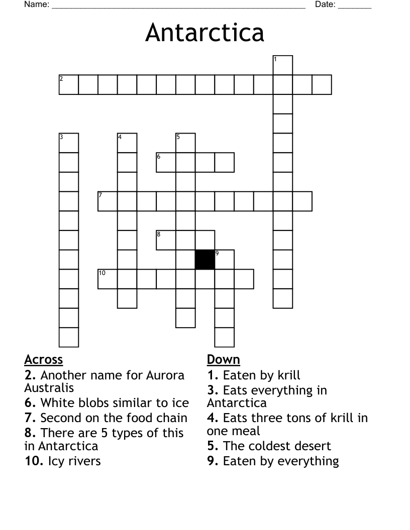 Antarctica Crossword WordMint