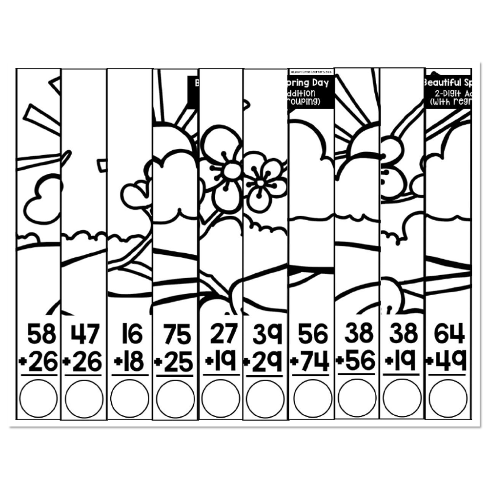 April Student Scrambled Math Puzzle Beautiful Spring Day 2 Digit Addition With Regrouping Lucky Little Learners