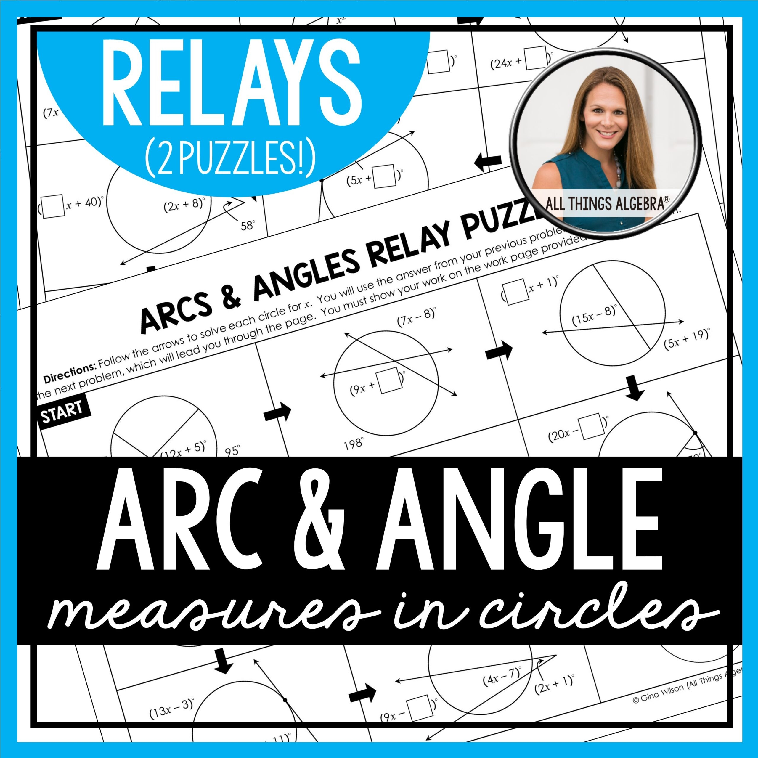 Arc U0026 Angle Measures In Circles Relay Puzzles All Things Algebra 