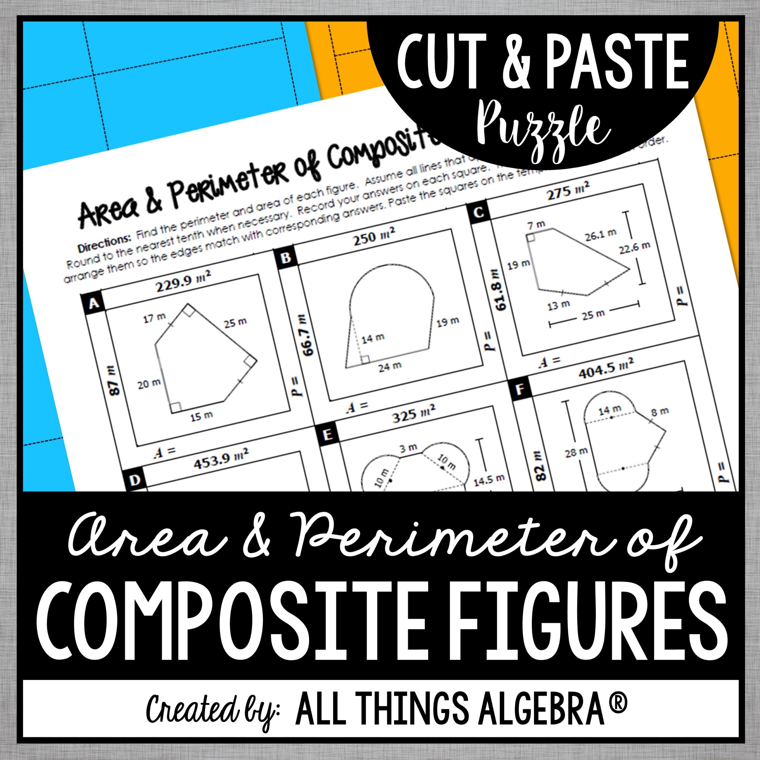Area And Perimeter Of Composite Figures Cut U0026 Paste Puzzle