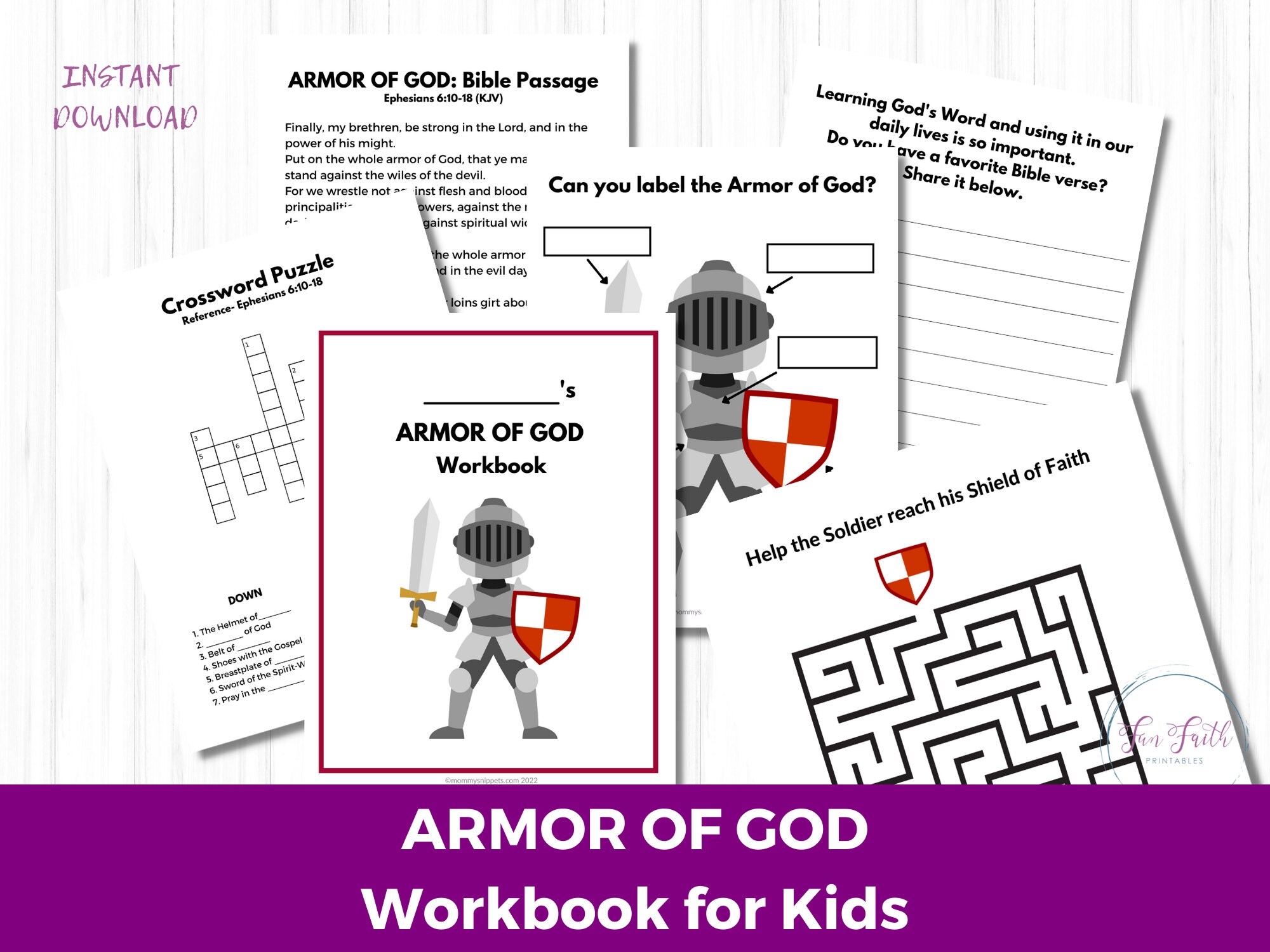 Armor Of God Workbook For Kids Armor Of God Printable Activity Sunday School Lesson Homeschool Lesson Ephesians 6 Bible Study For Kids Etsy